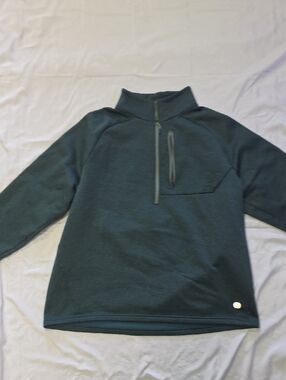 L.L. Bean Teal Half-Zip Pullover with Cream Trim